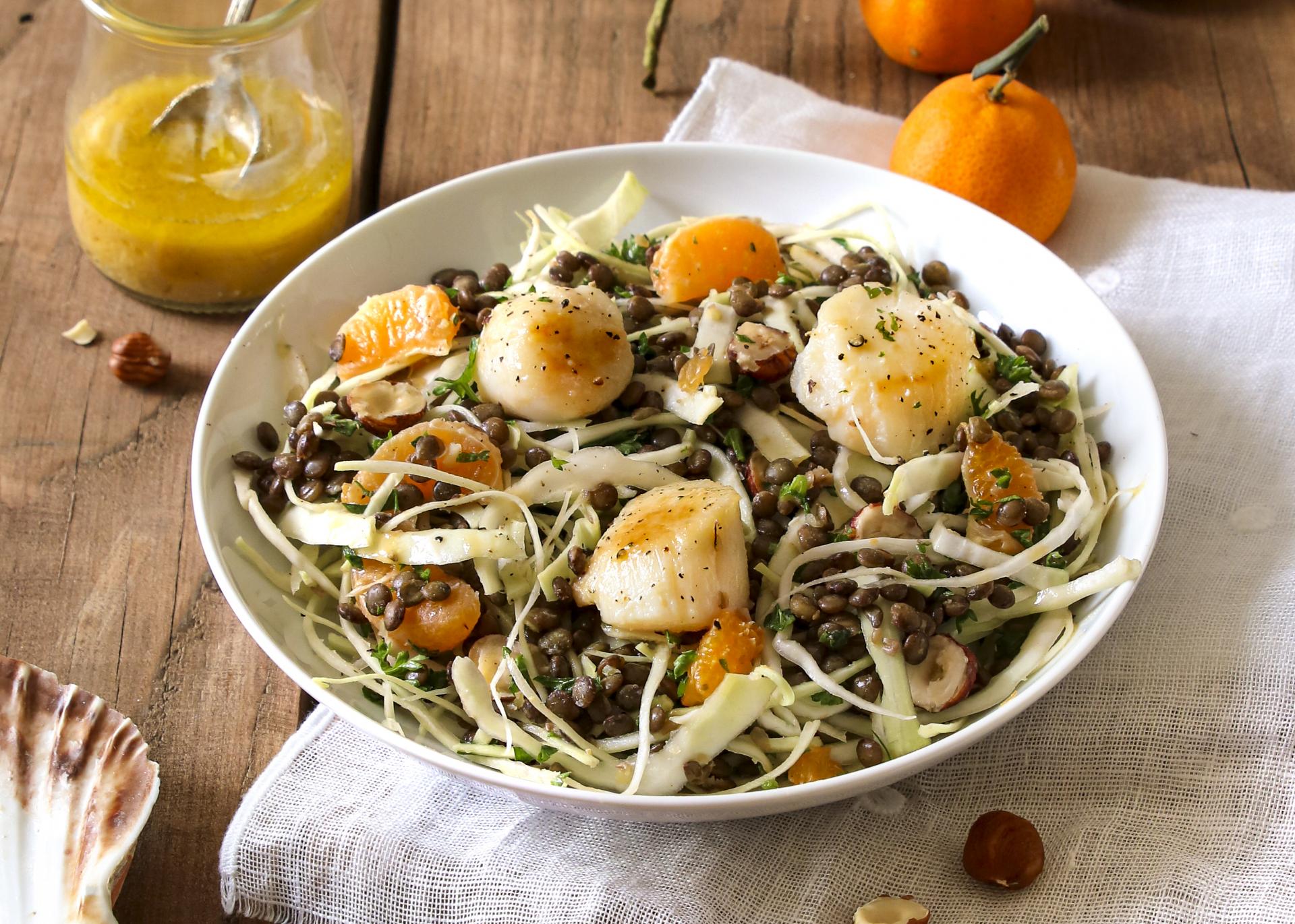 Salade hivernale aux noix de Saint-Jacques