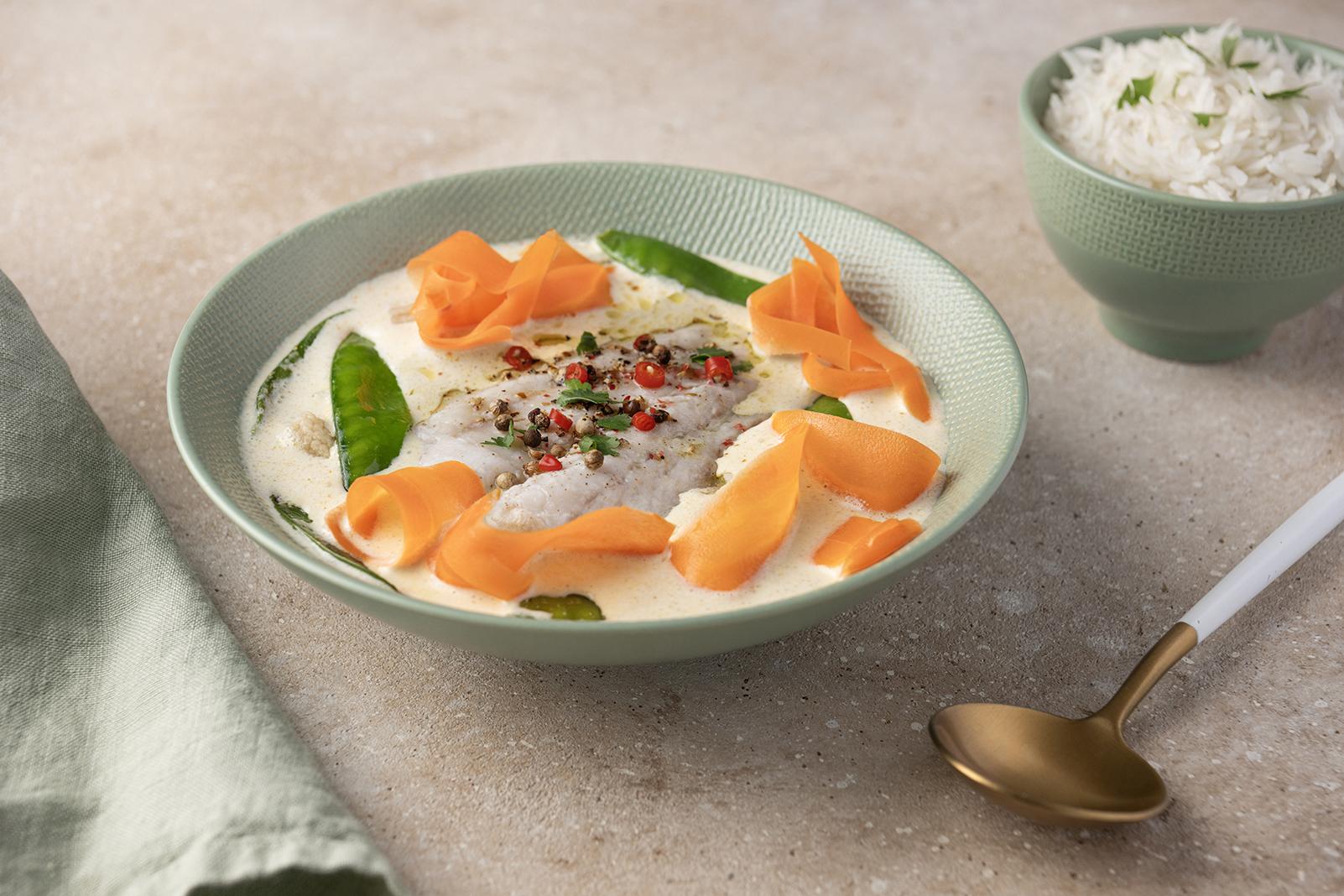 Lieu noir coco et citron vert au micro-ondes