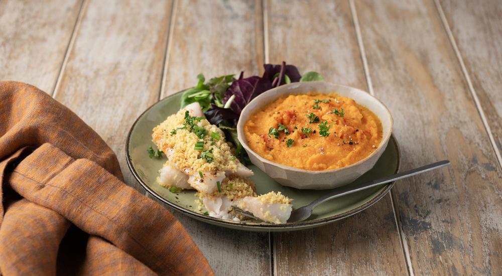 Merlan mariné aux épices douces en croûte croustillante